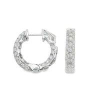 18kt White Gold Round Diamond Small Hoop Earrings (1.31ct)