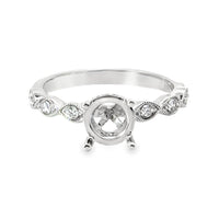 18kt White Gold Natural Round Diamond Semi-Mount Ring