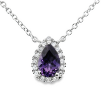 18kt White Gold Natural Diamonds And Simulant Created Sapphire Pendant (0.46ct)