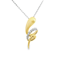 18kt Two-Tone Natural Rlund Diamond Freeform Pendant (.13ct)