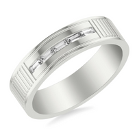 Goldman 14kt White Gold 8mm Natural Baguette Diamond Wedding Band (.04ct)