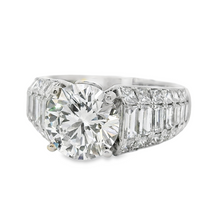 18kt White Gold Lab-Grown Round Brilliant Diamond (2.39ct) and Natural Channel Set Baguette and Princess Cut Diamonds (2.10ct) Engagement Ring