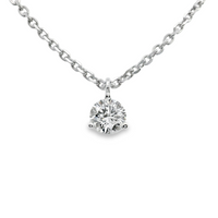14kt White Gold Lab-Grown Round Diamond Solitaire Pendant (.53ct)