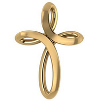 14kt Yellow Gold Ribbon Cross Pendant (1.4g)