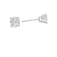 14kt White Gold Lab-Grown Round Diamond Four-Prong Stud Earrings (.99ct)