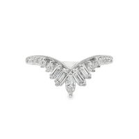 Platinum Natural Marquise, Baguette and Round Diamond Wedding Ring (.38ct)