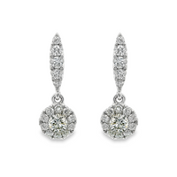 18kt White Gold Natural Round Diamonds Drop Earrings (.63ct)