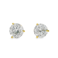 14kt Yellow Gold Lab-Grown Round Diamond 3-Prong Martini Style Stud Earrings (3.0ct)