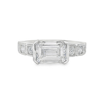 Platinum Lab-Grown Emerald & Natural Round Diamond Engagement Ring (2.49ct)