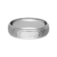 Goldman 14kt White Gold 6mm Comfort Fit Hammered Finish Wedding Band
