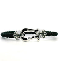 18k Gents' White Gold & Black Braided Nylon Black Diamond Bracelet (.42ct)