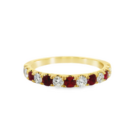 18kt Yellow Gold Natural Round Ruby and Natural Round Diamond Ring (.77ct)