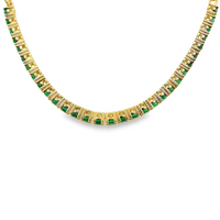 18kt Yellow Gold Natural Round Emerald Paperclip Tennis Bracelet (1.79ct)