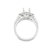 18kt White Gold Double Halo Natural Diamonds Semi-Mount Ring (0.83ct)