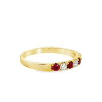 18kt Yellow Gold Natural Round Ruby and Natural Round Diamond Ring (.77ct)