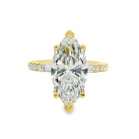 18kt Yellow Gold Lab-Grown Marquise and Natural Diamonds Engagement Ring (3.50ct)
