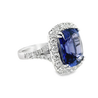 18kt White Gold Natural Cushion Tanzanite and Natural Diamond Ring (8.02ctw)
