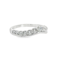 14kt White Gold Natural Round Diamonds Curved Wedding Ring (.60ct)