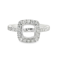 18kt White Gold Full-Cut Diamond Halo Semi-Mount Ring (.42ct)