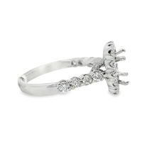 18kt White Gold Natural Round Diamond Halo Semi-Mount Ring (0.95ct)
