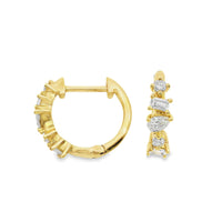18kt Yellow Gold Mixed Shape Diamond Small Hoop Earrings (.25ct)