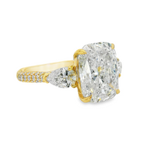 14kt Yellow Gold Lab-Grown Cushion and Pear Diamond Engagement Ring (6.64ct)