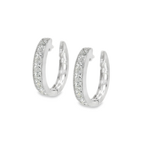 18kt White Gold Natural Princess Diamond Medium Hoop Earrings (.88ct)