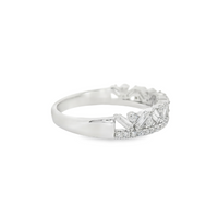 18kt White Gold Natural Baguette & Round Diamond Wedding Ring (.59ct)
