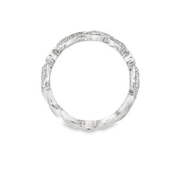 18kt White Gold Round Natural Diamonds and Round Natural Sapphires Ring (0.12ct)