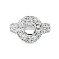 18kt White Gold Double Halo Natural Diamonds Semi-Mount Ring (1.09ct)