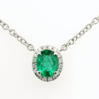 18kt White Gold Natural Emerald And Natural Diamonds Pendant (0.39ct)