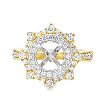 18kt Tu-Tone Gold Halo Natural Diamonds Semi-Mount Ring (0.6ct)