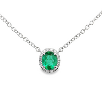 18kt White Gold Natural Emerald And Natural Diamonds Pendant (0.39ct)