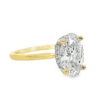 18kt Two-Tone Lab-Grown Oval Diamond and Natural Round Diamonds Hidden Halo Engagement Ring (2.18ct)