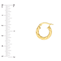 14kt Yellow Gold 10mm Twist Square Tube Hoop Earrings