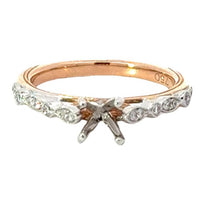 18kt Tu-Tone Gold Vintage Natural Diamonds Semi-Mount Ring (0.14ct)