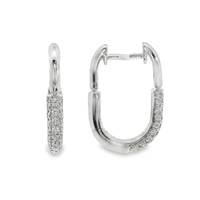 18kt White Gold Natural Round Diamond Small Hoop Earrings (.33ct)