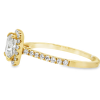 18kt Yellow Gold Natural Cushion Diamond Halo Engagement Ring (1.34ct)