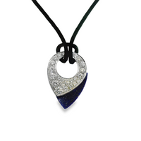 18kt White Gold Natural Lapis and Natural Round Diamond Pendant (3.02ct)