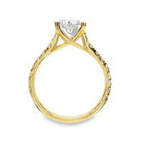14kt Yellow Gold Lab-Grown Cushion and Round Diamonds Engagement Ring (3.54ct)