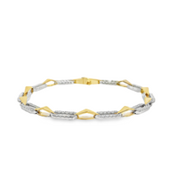 18kt Two-Tone 7" Natural Round Diamond Oval Link Bracelet (1.01ct)