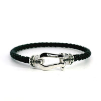 18k Gents' White Gold & Black Braided Nylon Black Diamond Bracelet (.42ct)