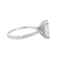 18kt White Lab-Grown Radiant and Natural Round Diamonds Hidden Halo Engagement Ring (2.34ct)