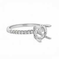 18kt White Gold Full-Cut Diamond Hidden Halo Semi-Mount Ring (.24ct)