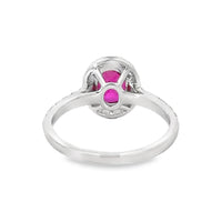 18kt White Gold Oval Natural Ruby and Round Natural Diamonds Ring (1.63ct)