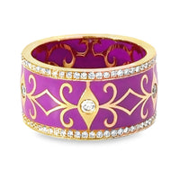 18kt Rosé Gold and Enamel Natural Diamond Contemporary Ring (0.33ct)