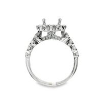 18kt White Gold Natural Round Diamond Halo Semi-Mount Ring (0.95ct)