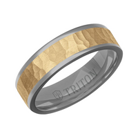 Triton 14kt Two-Tone Gold and Tantalum 6mm Hammered Finish Ring