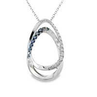 18kt White Gold Natural Round Sapphire and Natural Round Diamond Pendant (.35ct)