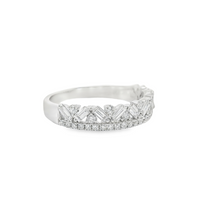 18kt White Gold Natural Baguette & Round Diamond Wedding Ring (.59ct)